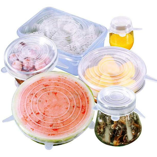6 Pcs/set Silicone food cover Stretch Reusable Lids Bowles Microwave plastic pot 